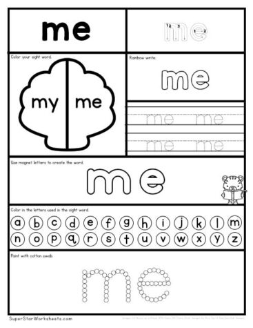 Preschool Sight Word Worksheets - Superstar Worksheets