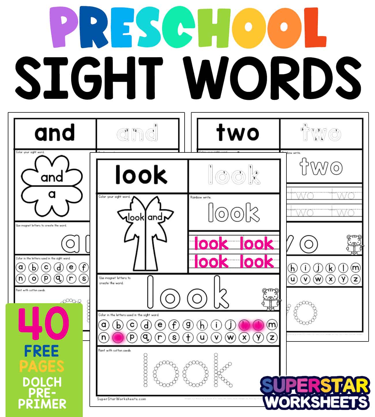 Preschool Sight Word Worksheets - Superstar Worksheets