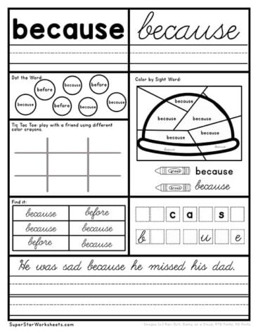 Second Grade Sight Word Worksheets - Superstar Worksheets