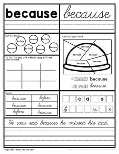 Second Grade Sight Word Worksheets - Superstar Worksheets