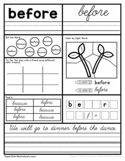 Second Grade Sight Word Worksheets - Superstar Worksheets