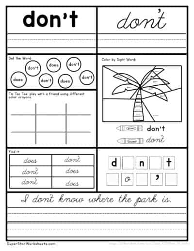 Second Grade Sight Word Worksheets - Superstar Worksheets