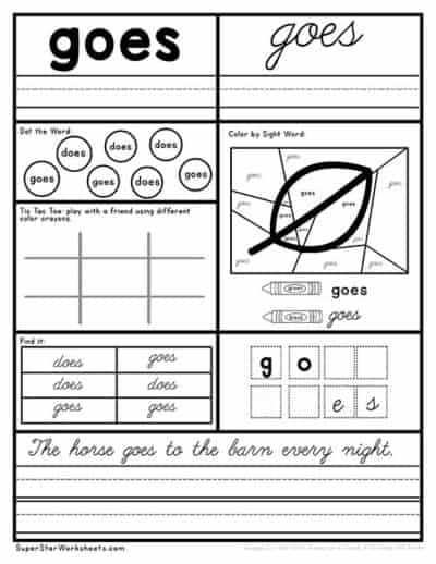 Second Grade Sight Word Worksheets - Superstar Worksheets