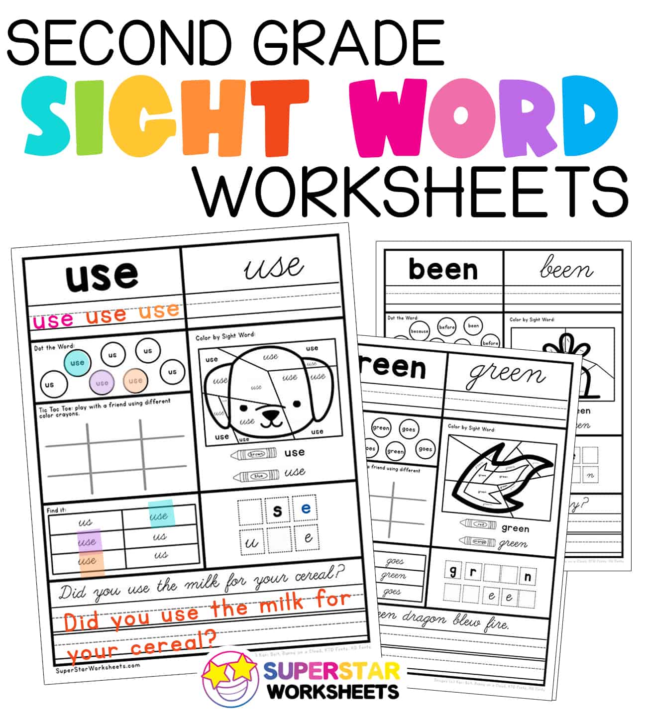 Second Grade Sight Words Superstar Worksheets