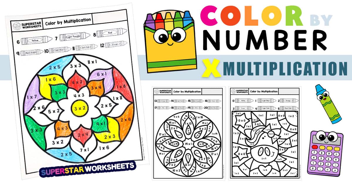 Color By Number Printables - Superstar Worksheets