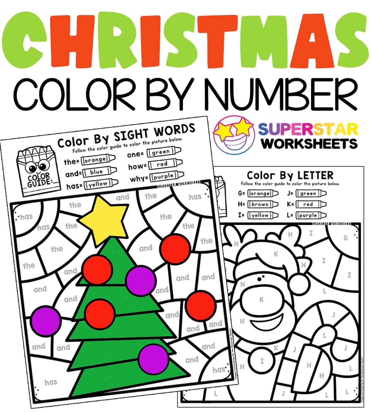 Christmas Color By Number - Superstar Worksheets