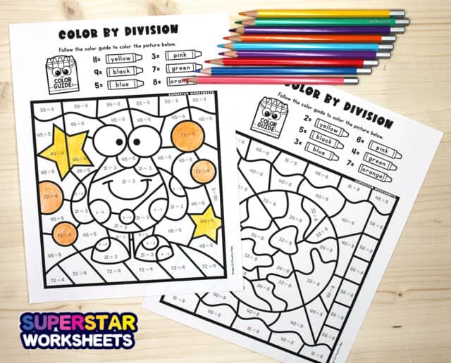 Division Color By Number Printables