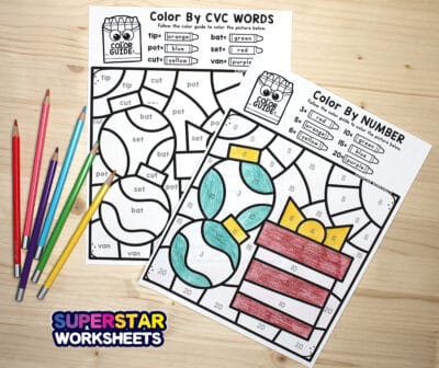 Christmas Color By Number Superstar Worksheets