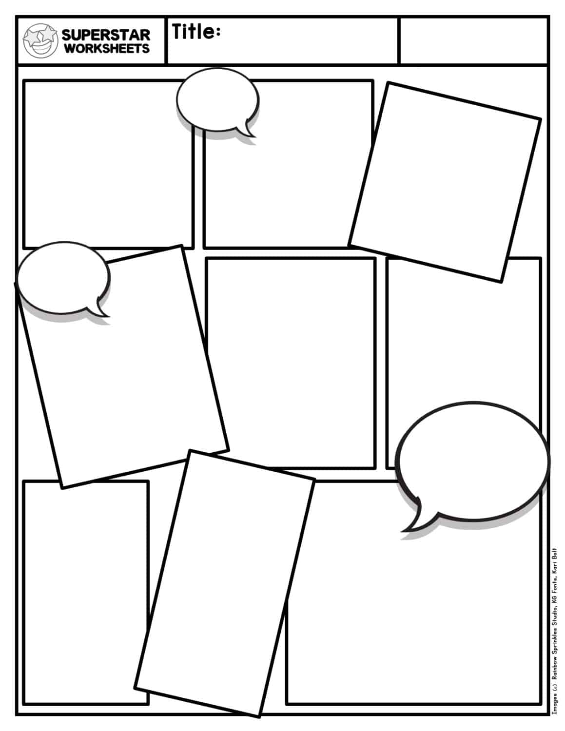Blank Comic Book: Make Your Own Comics | Large Comic Strips | 25 Different  Layouts | Black and White (Blank Comic Books)