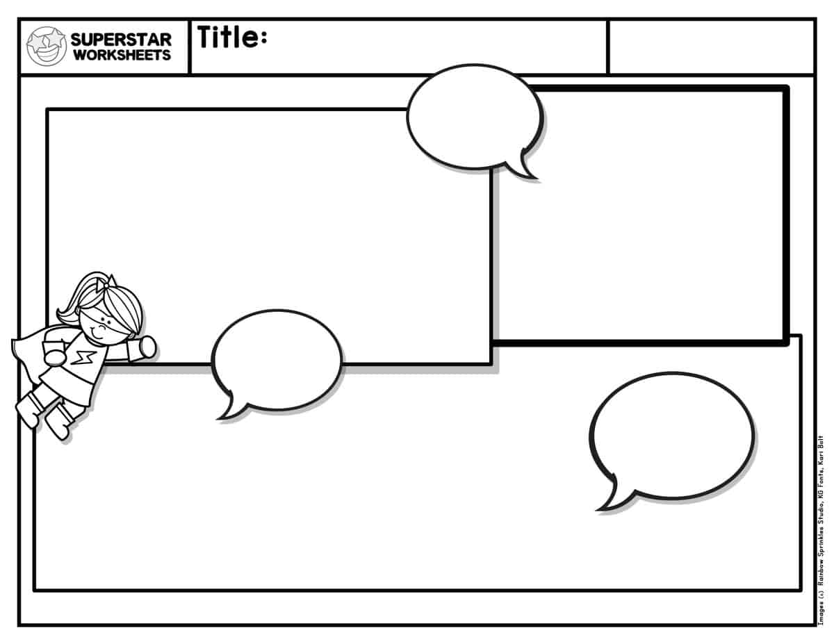 Comic Strip Template - Superstar Worksheets