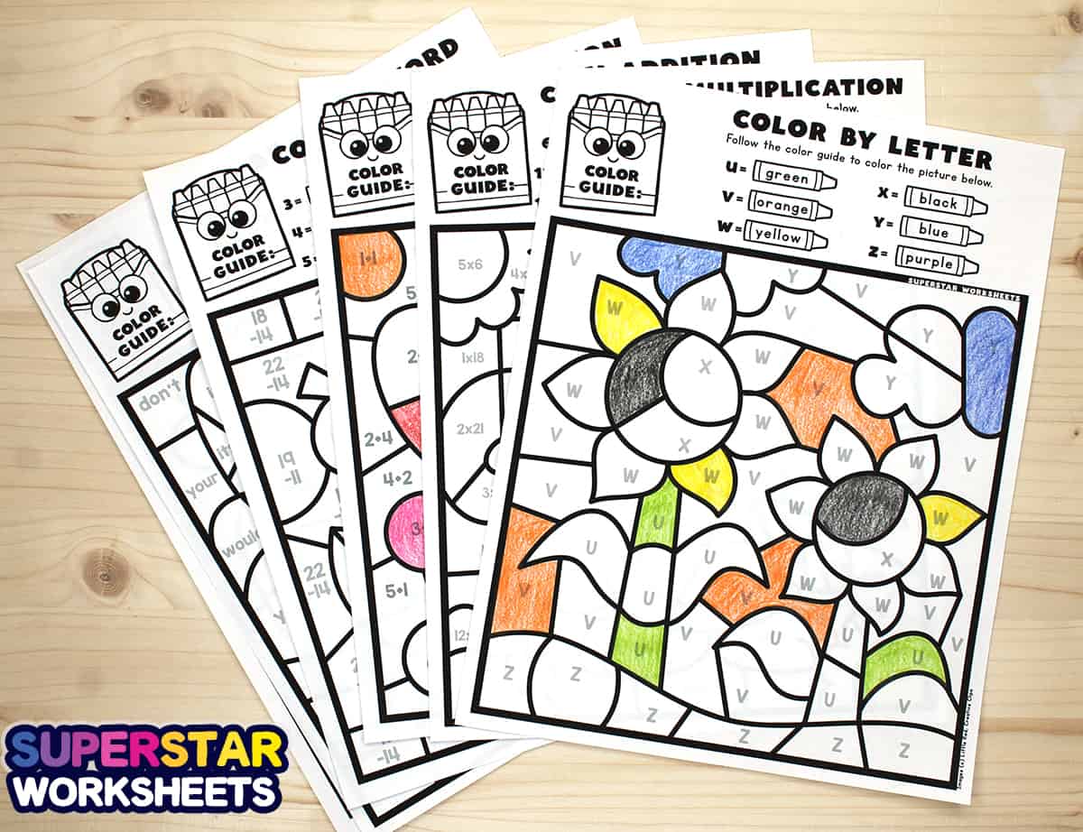 Color By Number Printables - Superstar Worksheets