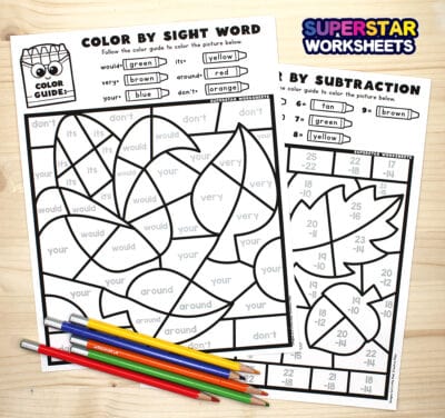 Fall Color By Number - Superstar Worksheets