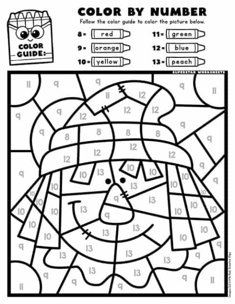 Fall Color By Number - Superstar Worksheets