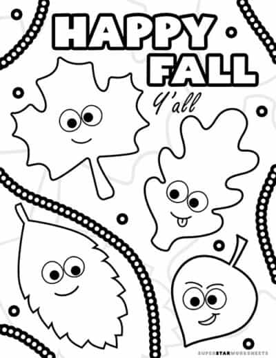 Fall Leaf Coloring Pages from Superstar Worksheets