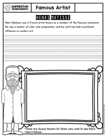 Famous Artist Worksheets Superstar Worksheets   FamousArtistMatisse 367x475 