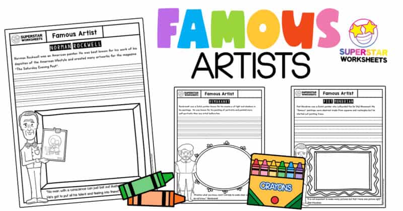 Famous Artist Worksheets Superstar Worksheets   FamousArtistWorksheets 800x420 