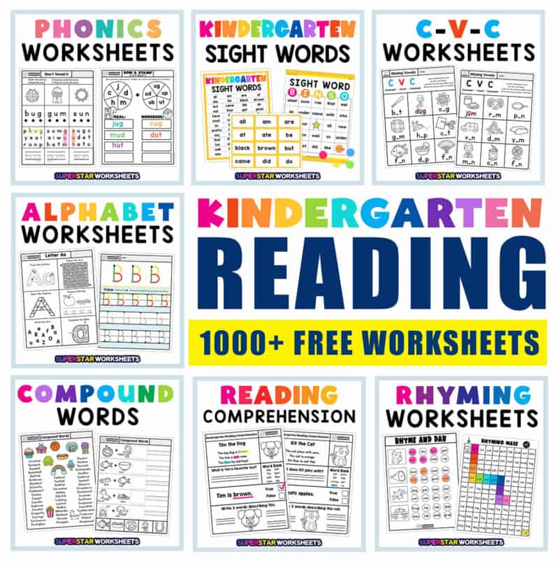 Kindergarten Reading Worksheets - Superstar Worksheets