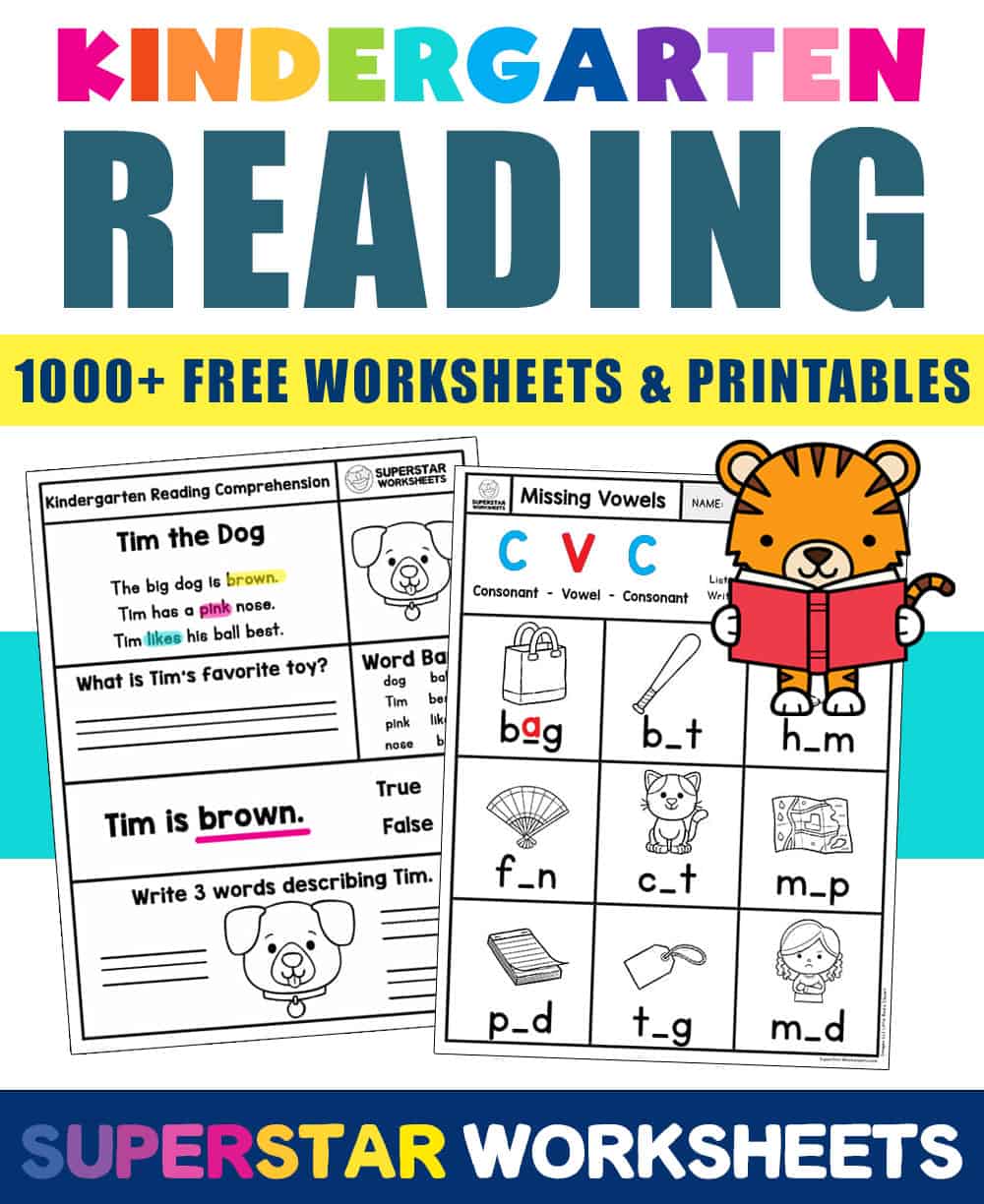 Kindergarten Reading Worksheets - Superstar Worksheets