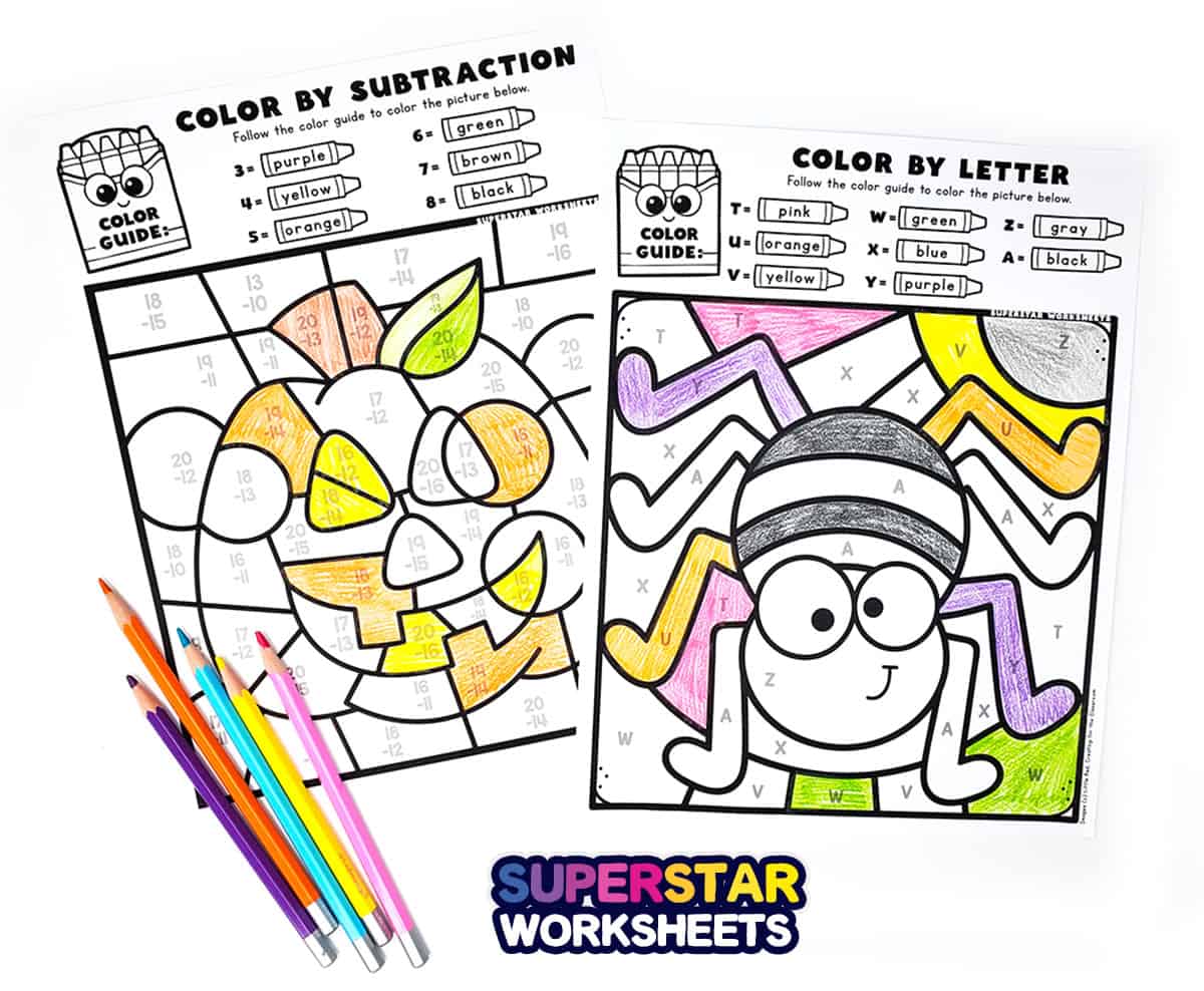 Color By Number Printables - Superstar Worksheets