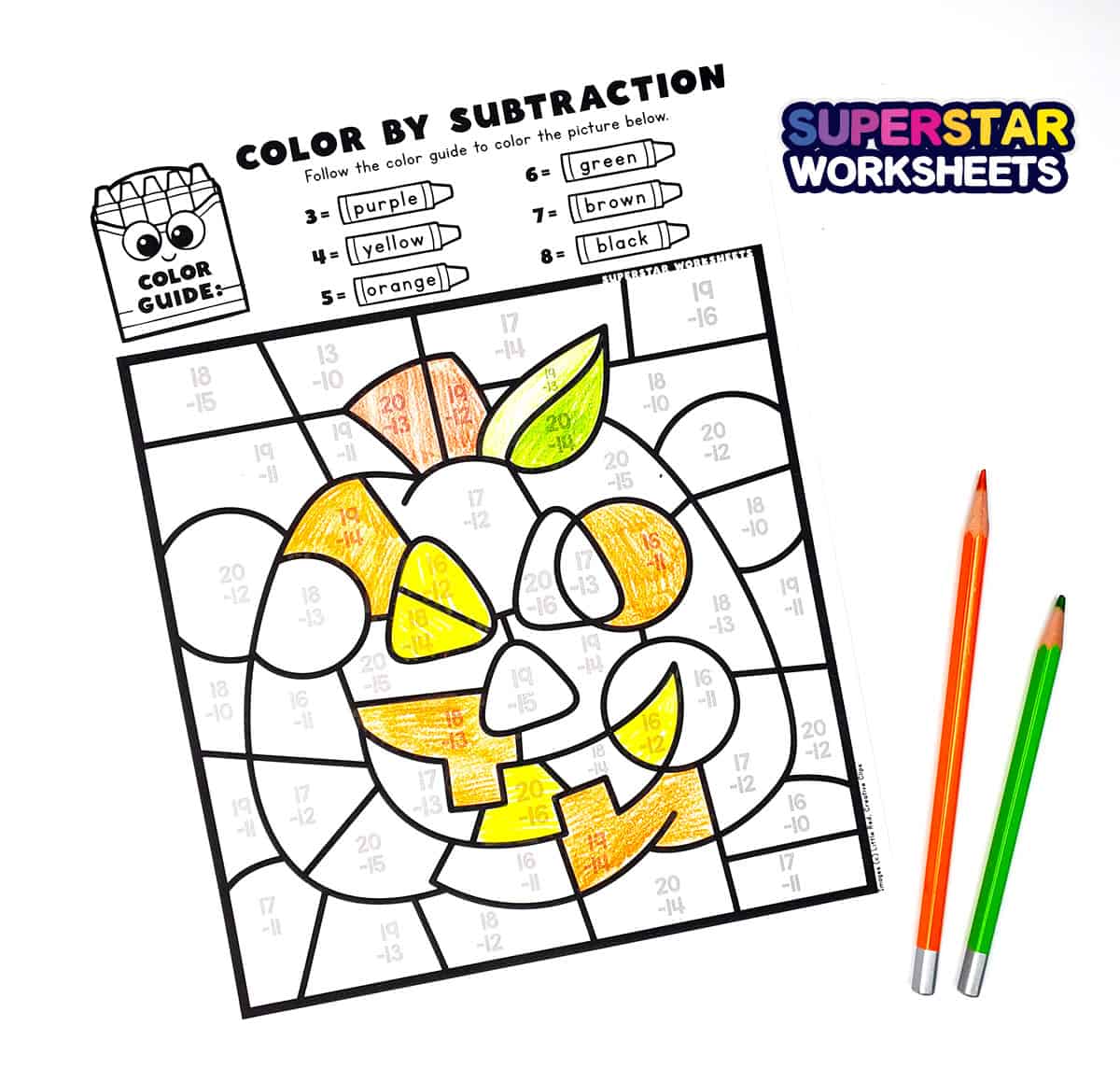Color By Number Printables - Superstar Worksheets