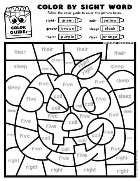 Halloween Color by Number - Superstar Worksheets