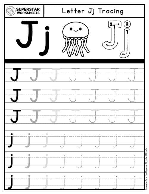 Letter J Tracing Worksheets
