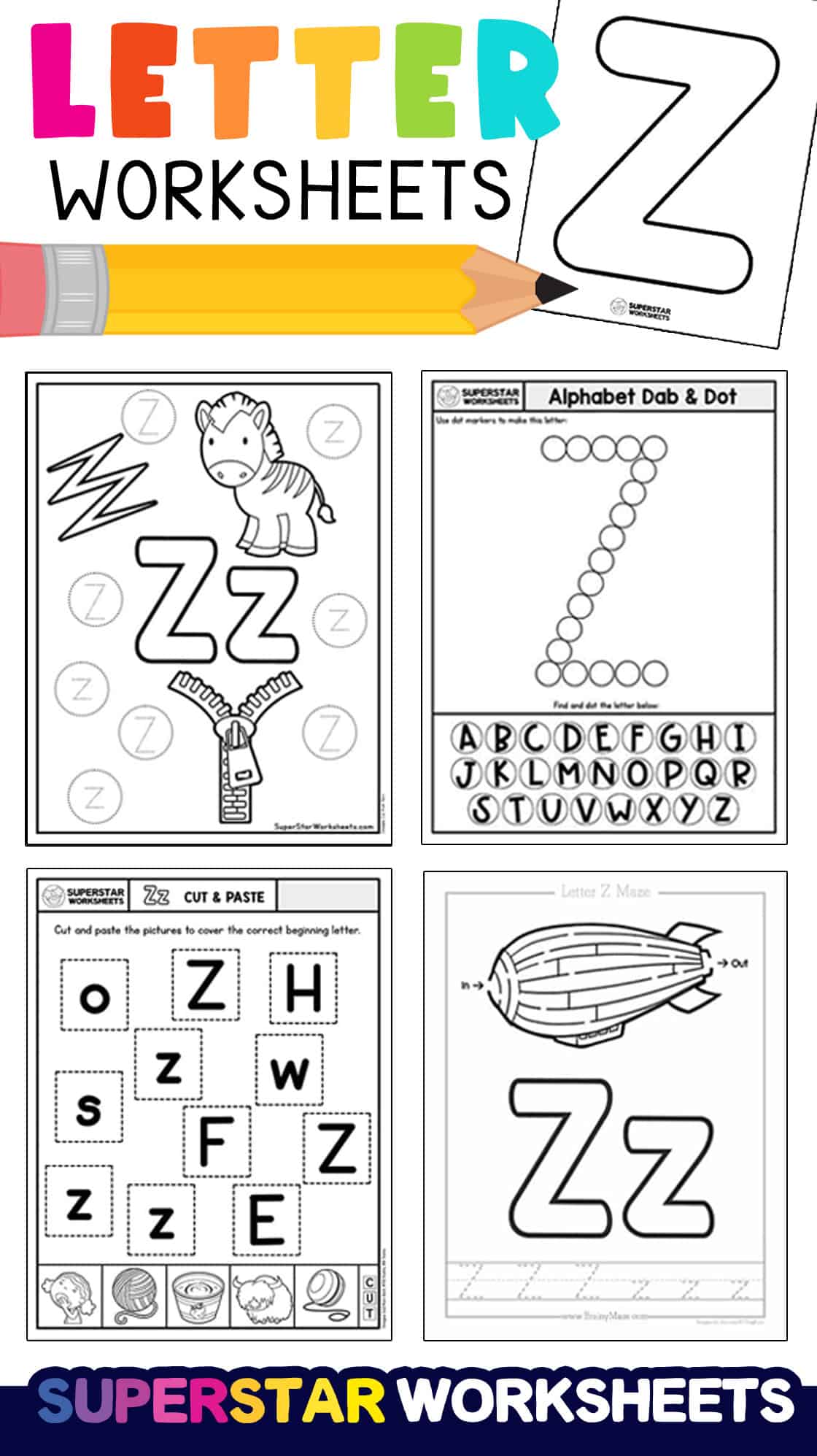 Letter Z Worksheets - Superstar Worksheets