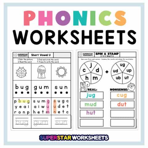 Kindergarten Phonics Worksheets - Superstar Worksheets