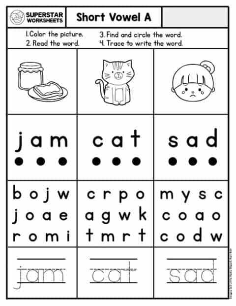Kindergarten Phonics Worksheets - Superstar Worksheets