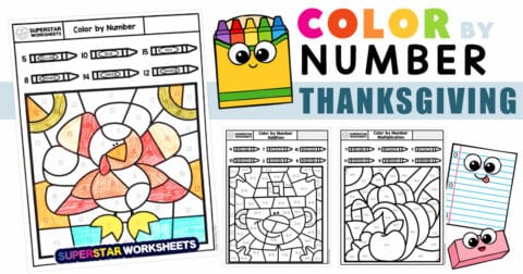 Thanksgiving Color By Number - Superstar Worksheets