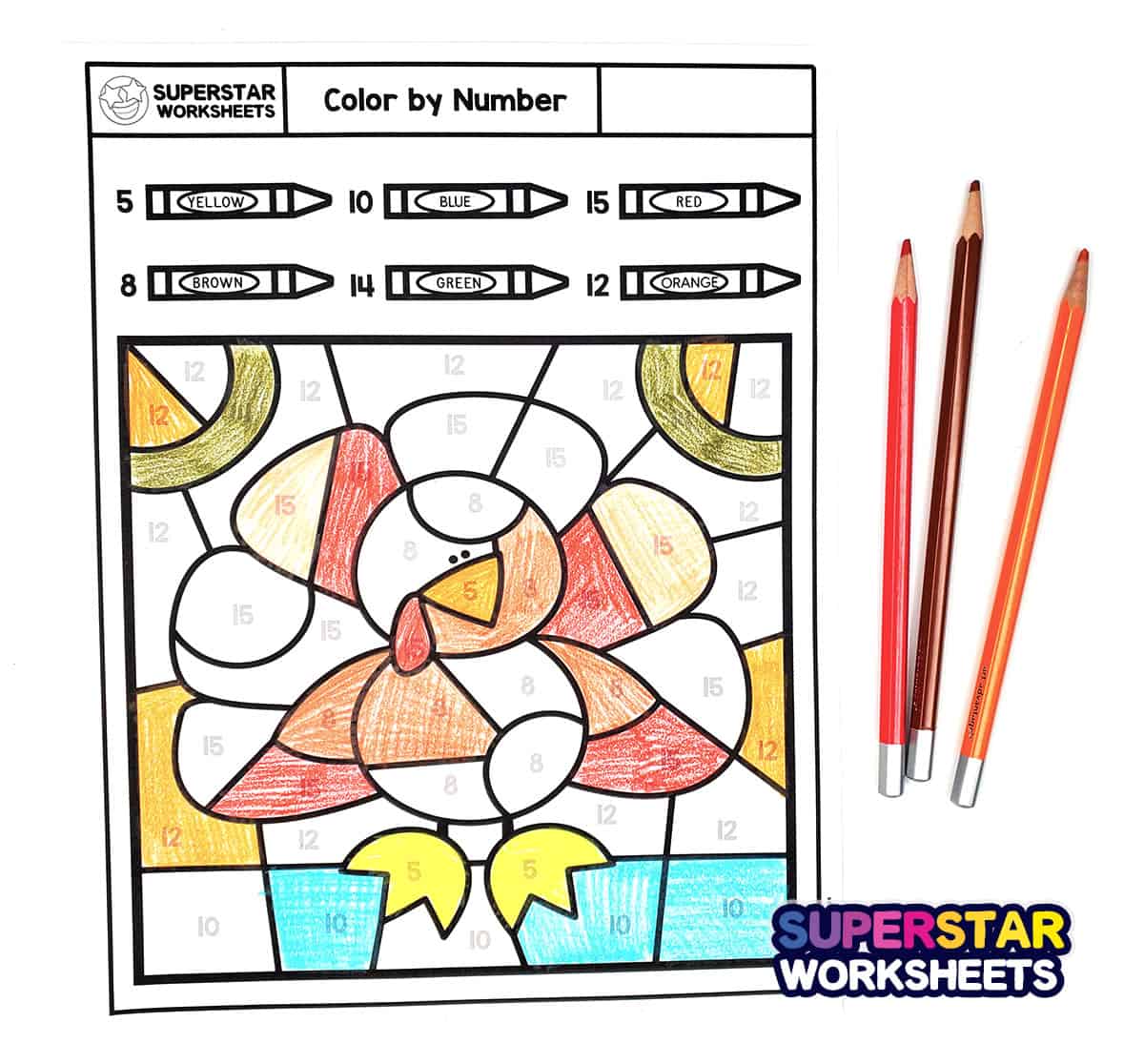 Color By Number Printables - Superstar Worksheets