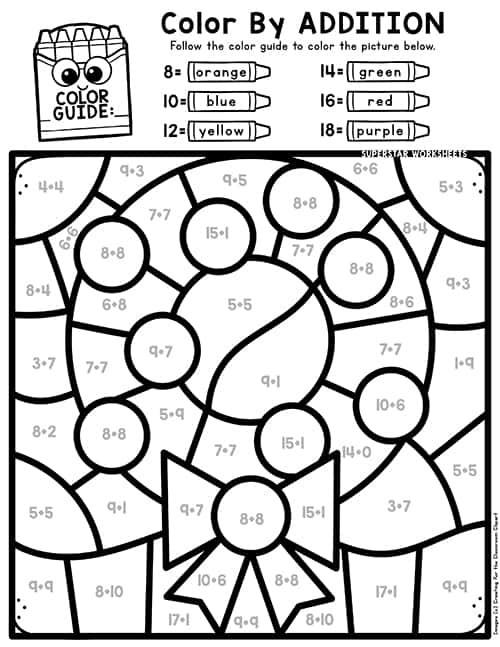 Addition Color by Number Worksheets - Free Printable