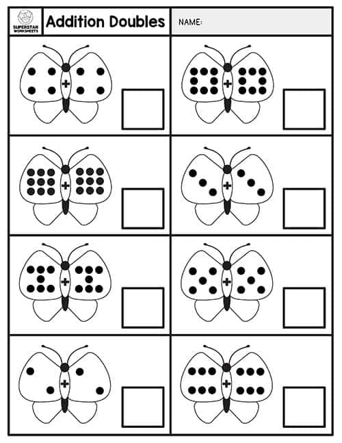 Addition Doubles To 20 Worksheet