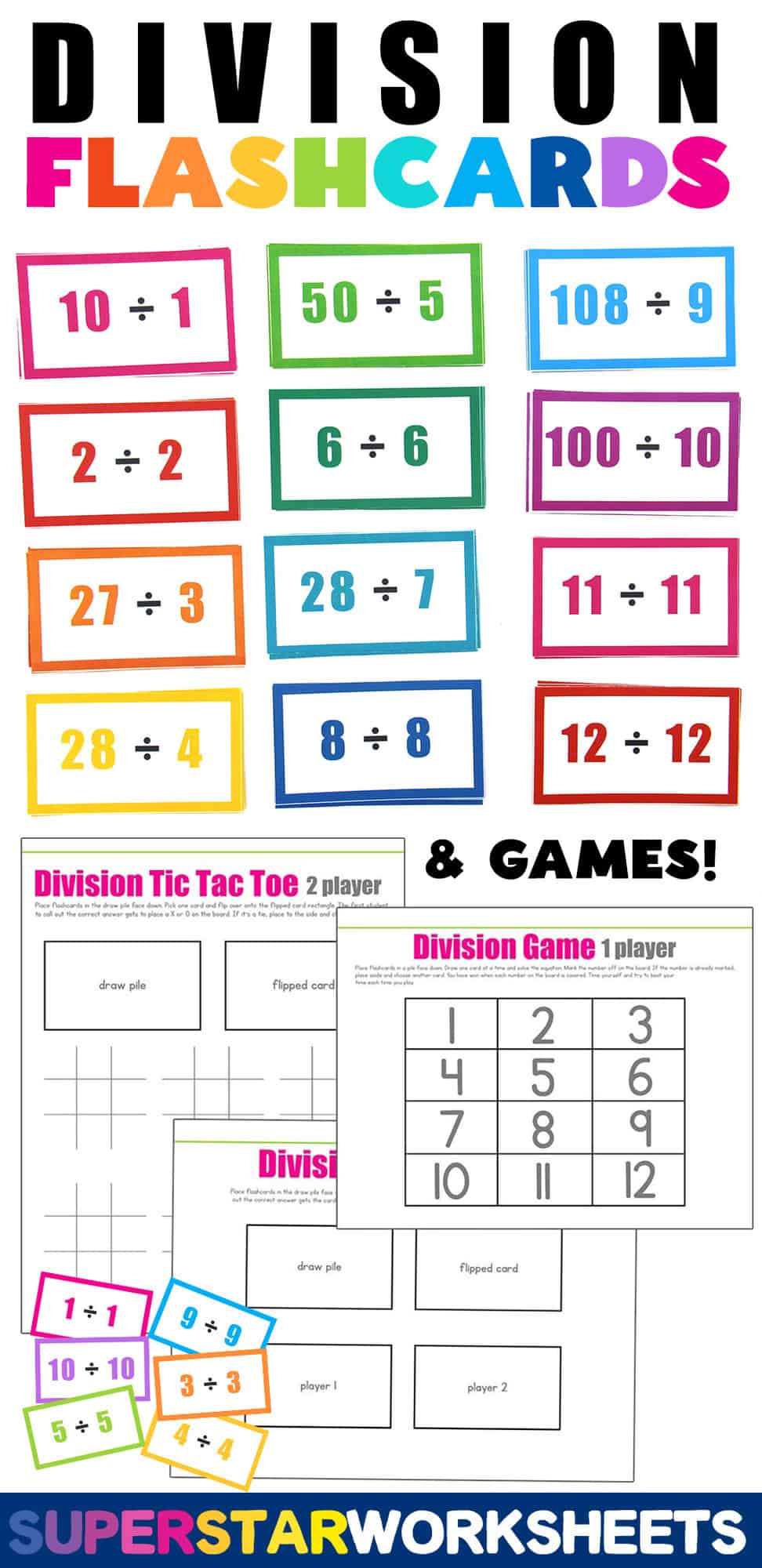 Division Flashcards - Superstar Worksheets
