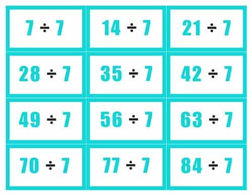 Free Printable Division Flash Cards 0-12 with Answers on the Back