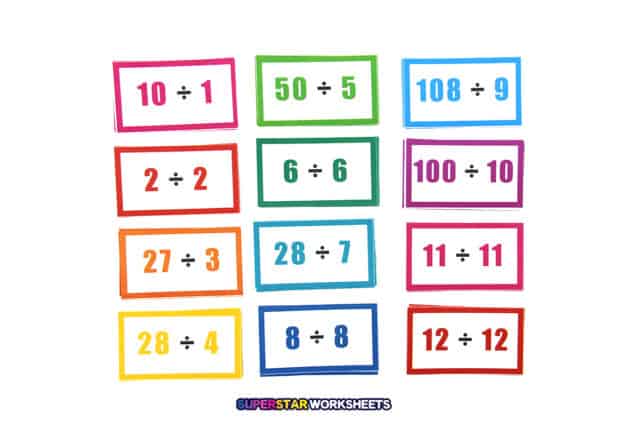 Division Flashcards - Superstar Worksheets