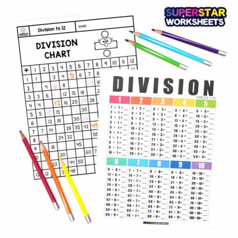 Division Chart - Superstar Worksheets