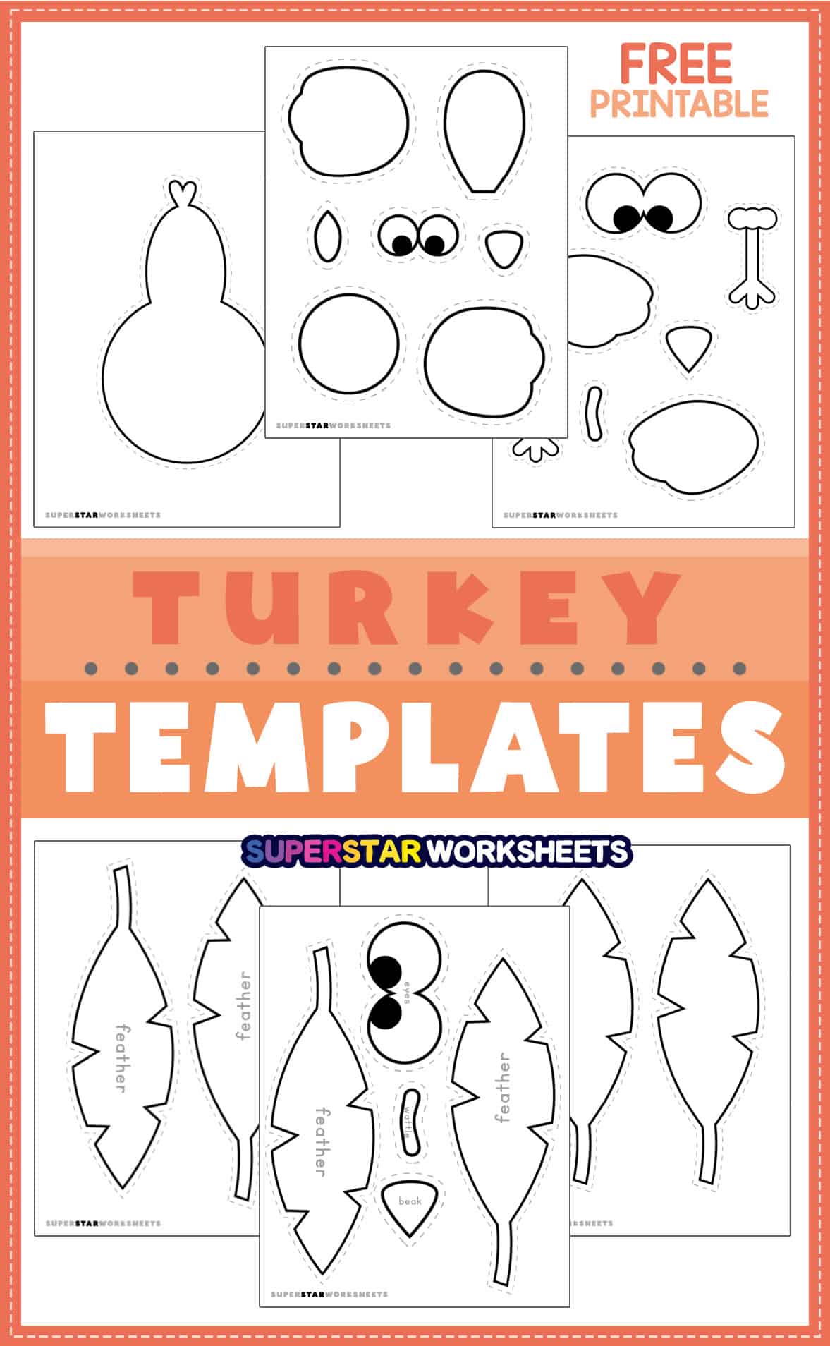 Turkey Templates - Superstar Worksheets