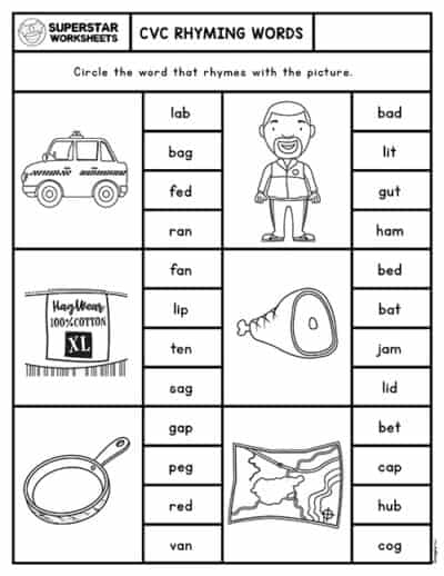 CVC Worksheets - Superstar Worksheets