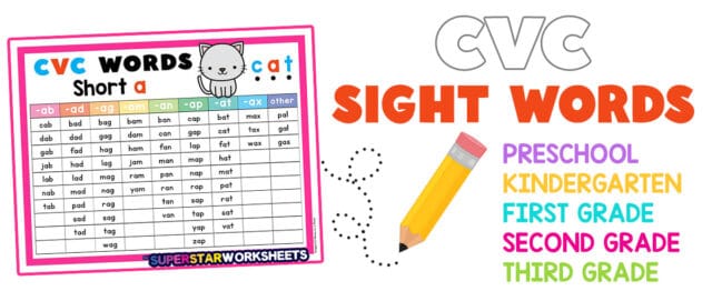 CVC Word List - Superstar Worksheets