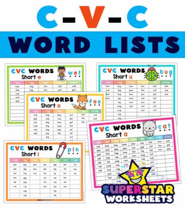 CVC Word List - Superstar Worksheets