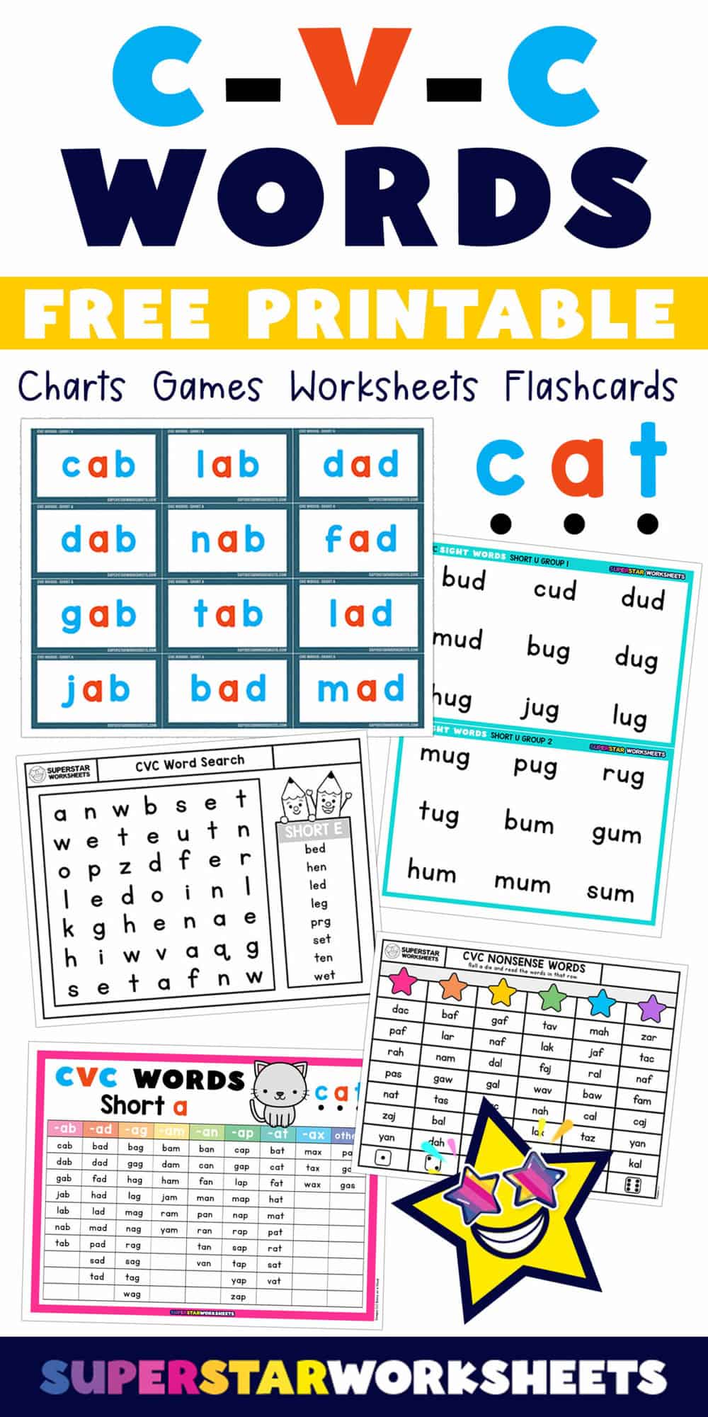 CVC Words Superstar Worksheets