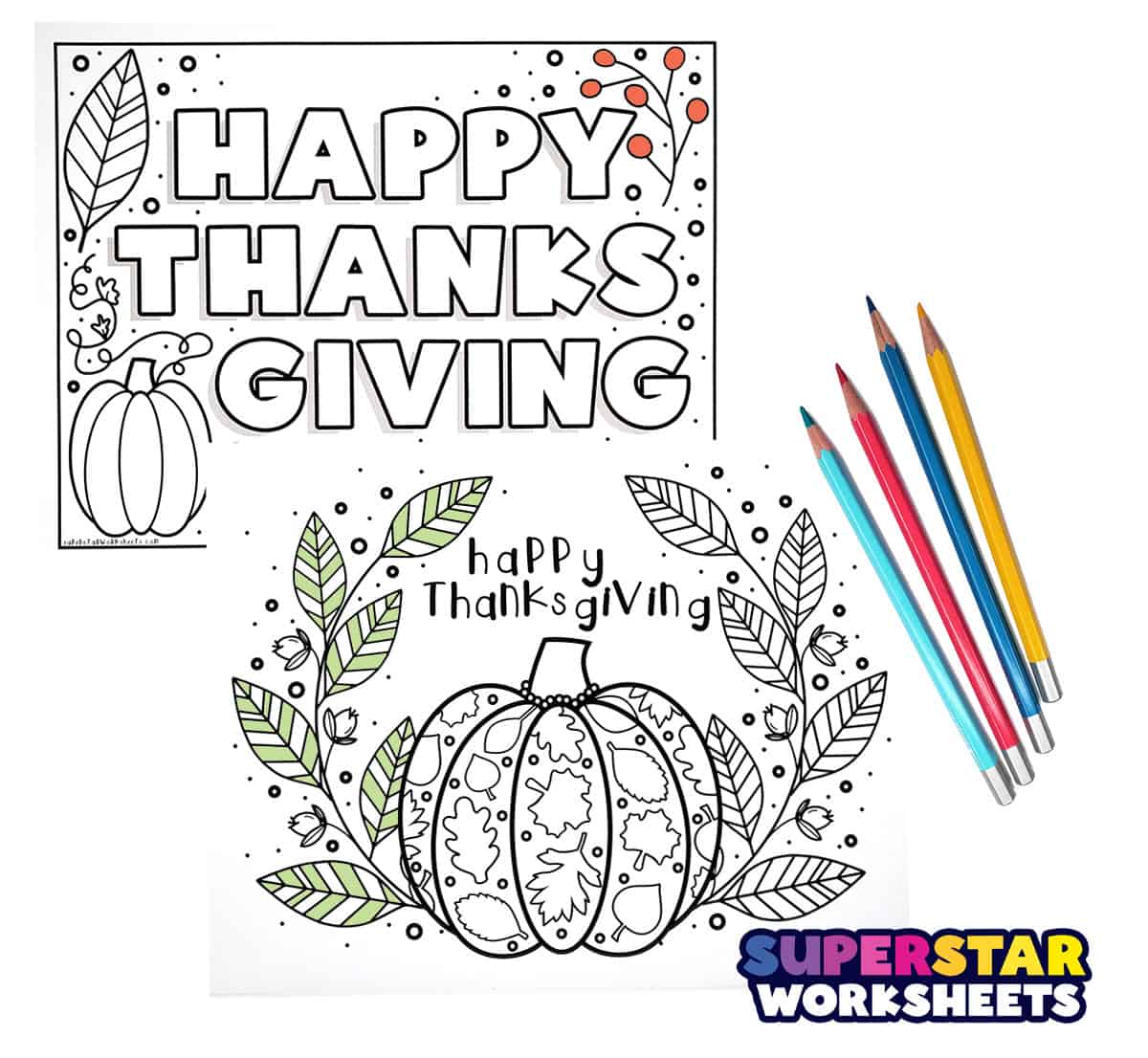 Thanksgiving Coloring Pages - Superstar Worksheets