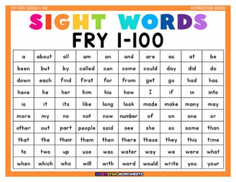 Fry Sight Words - Superstar Worksheets