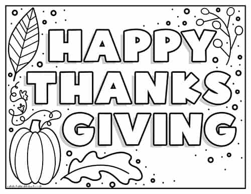 happy thanksgiving sign coloring pages