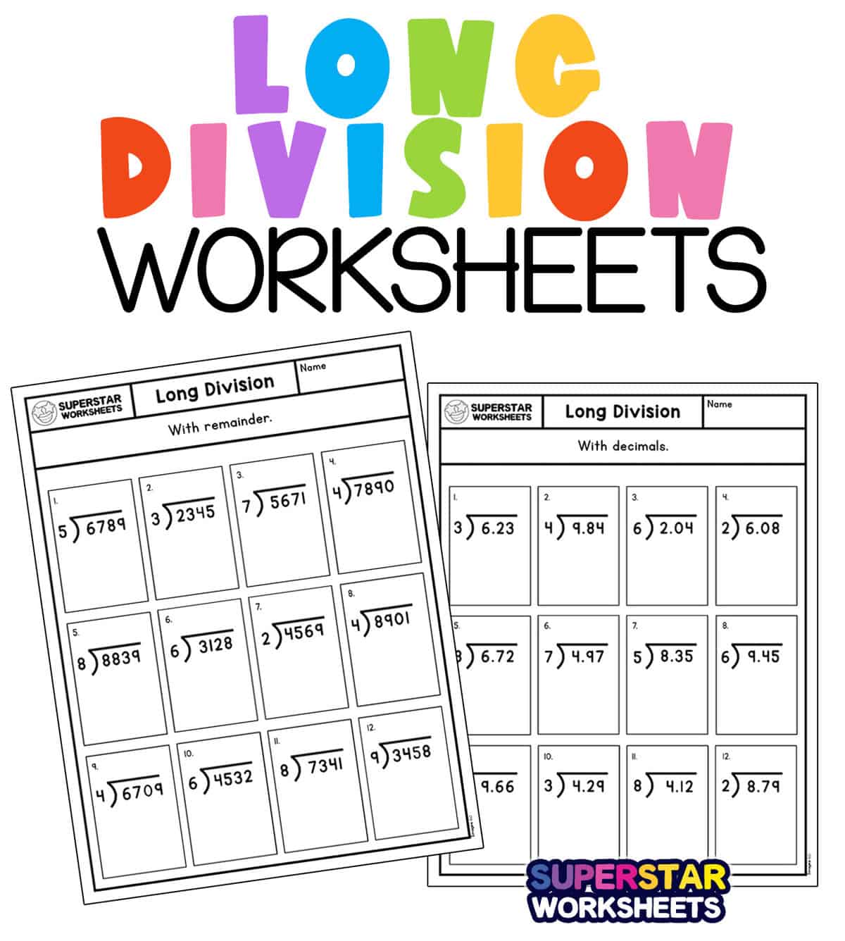 Division Worksheets - Superstar Worksheets