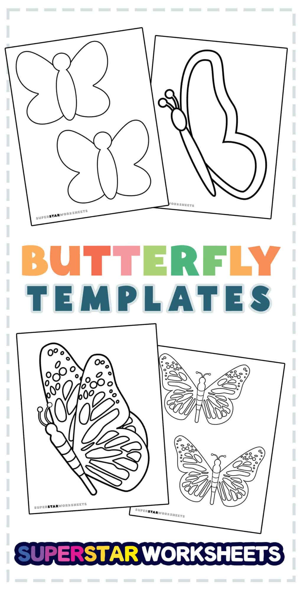 Butterfly Templates - Superstar Worksheets