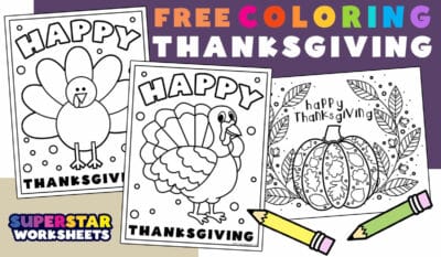 Thanksgiving Coloring Pages (Free Printables) - Superstar Worksheets