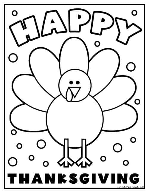 happy thanksgiving turkey coloring pages
