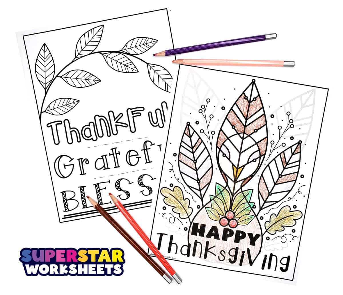 Thanksgiving Coloring Pages - Superstar Worksheets